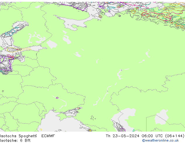 Isotachs Spaghetti ECMWF Čt 23.05.2024 06 UTC