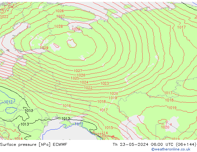 Surface pressure ECMWF Th 23.05.2024 06 UTC
