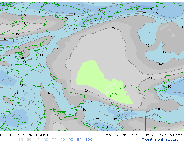 RH 700 hPa ECMWF Seg 20.05.2024 00 UTC