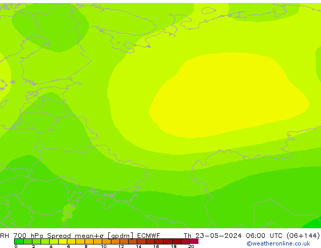 RH 700 гПа Spread ECMWF чт 23.05.2024 06 UTC