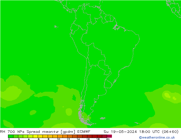 RV 700 hPa Spread ECMWF zo 19.05.2024 18 UTC