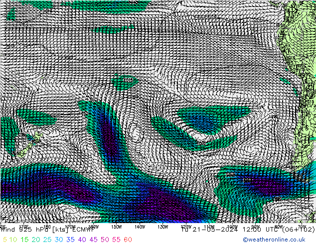 Wind 925 hPa ECMWF Út 21.05.2024 12 UTC