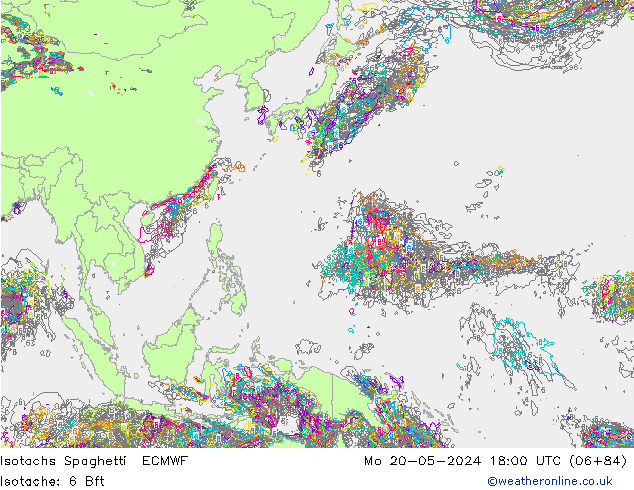 Isotaca Spaghetti ECMWF lun 20.05.2024 18 UTC