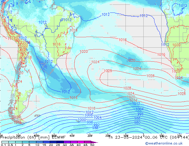 Précipitation (6h) ECMWF jeu 23.05.2024 06 UTC