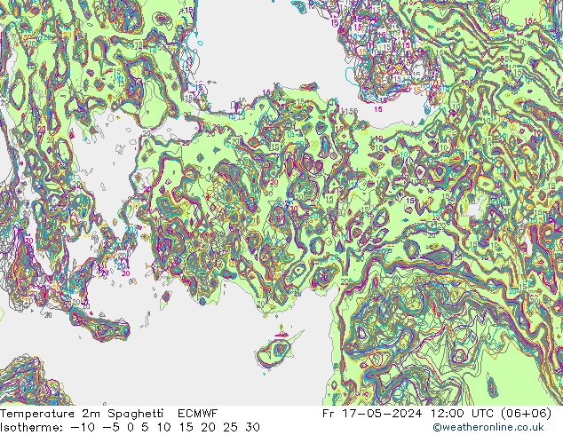Temperature 2m Spaghetti ECMWF Fr 17.05.2024 12 UTC