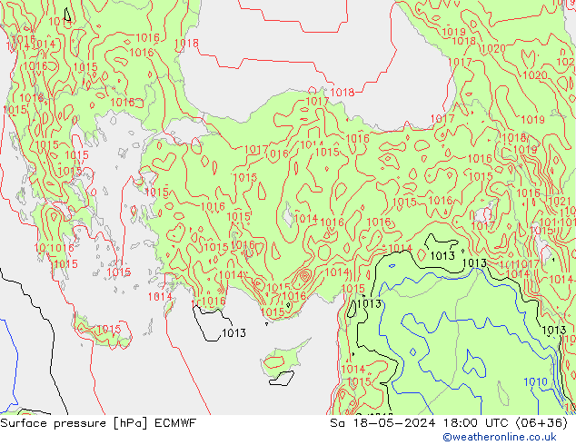Surface pressure ECMWF Sa 18.05.2024 18 UTC