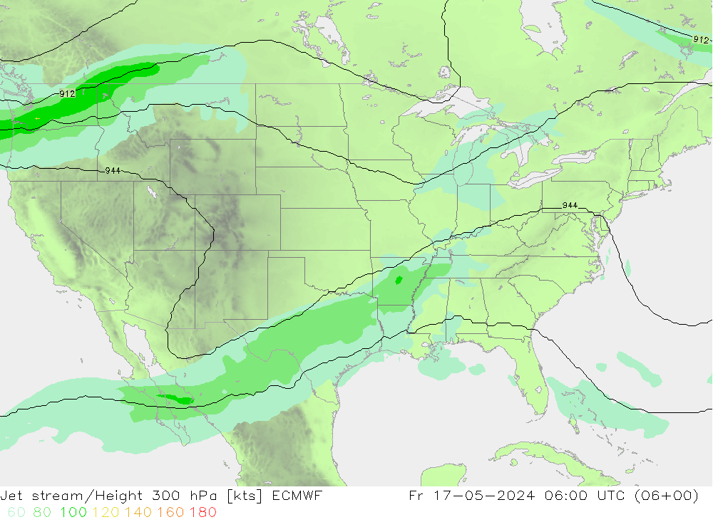 Jet stream/Height 300 hPa ECMWF Fr 17.05.2024 06 UTC