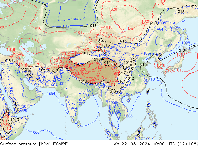 Yer basıncı ECMWF Çar 22.05.2024 00 UTC