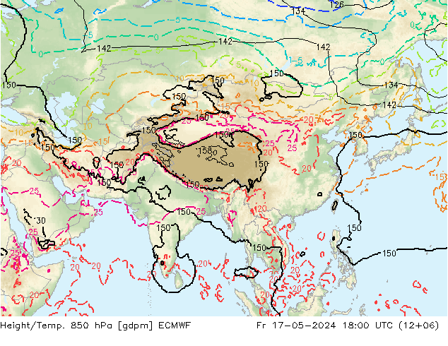 Yükseklik/Sıc. 850 hPa ECMWF Cu 17.05.2024 18 UTC