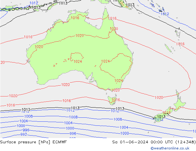 pressão do solo ECMWF Sáb 01.06.2024 00 UTC