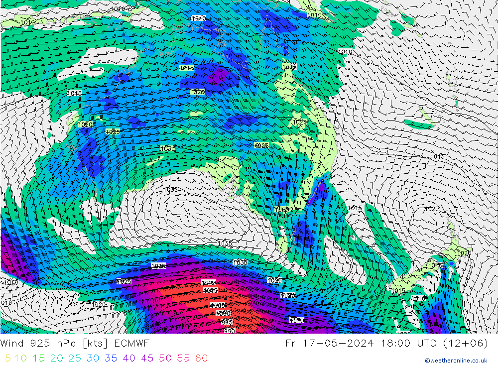 Wind 925 hPa ECMWF Fr 17.05.2024 18 UTC