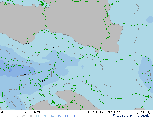 RH 700 hPa ECMWF Tu 21.05.2024 06 UTC