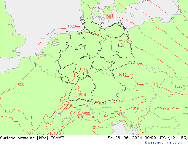 Bodendruck ECMWF Sa 25.05.2024 00 UTC