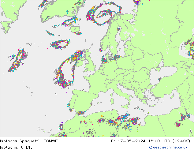 Eşrüzgar Hızları Spaghetti ECMWF Cu 17.05.2024 18 UTC