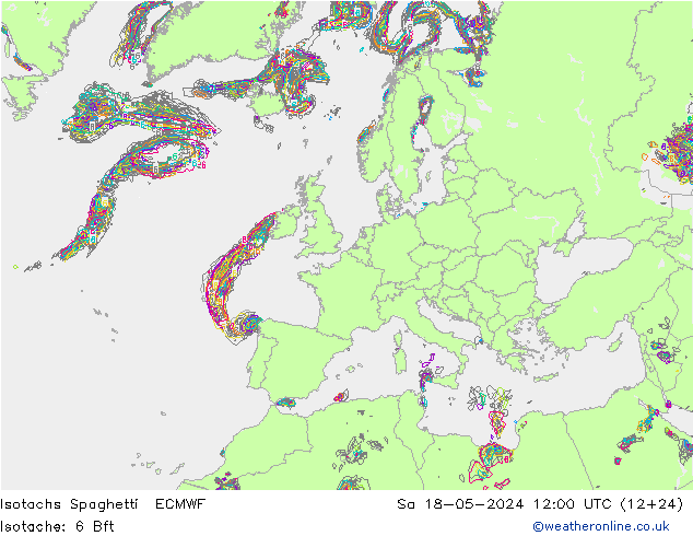 Isotachs Spaghetti ECMWF Sa 18.05.2024 12 UTC