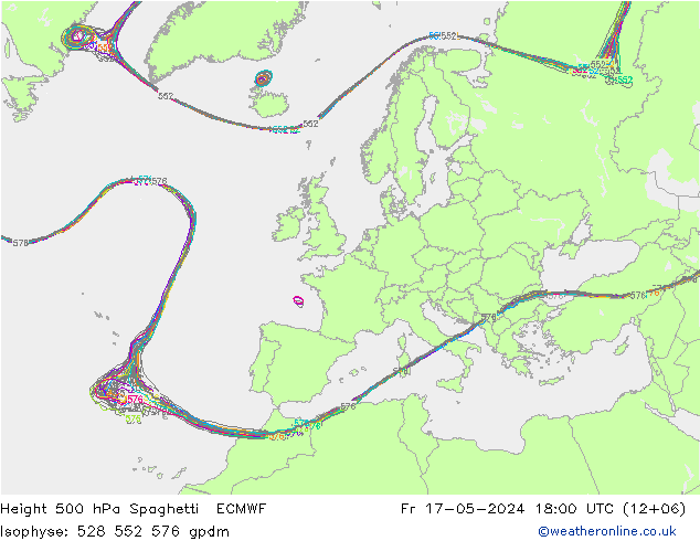 Height 500 hPa Spaghetti ECMWF Fr 17.05.2024 18 UTC