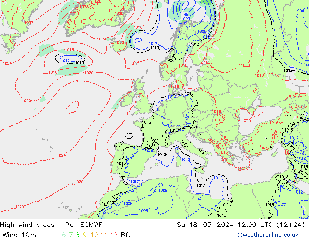High wind areas ECMWF sab 18.05.2024 12 UTC