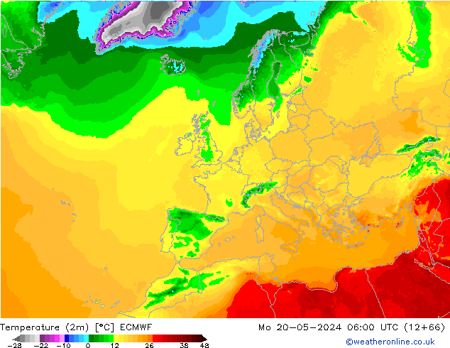 température (2m) ECMWF lun 20.05.2024 06 UTC