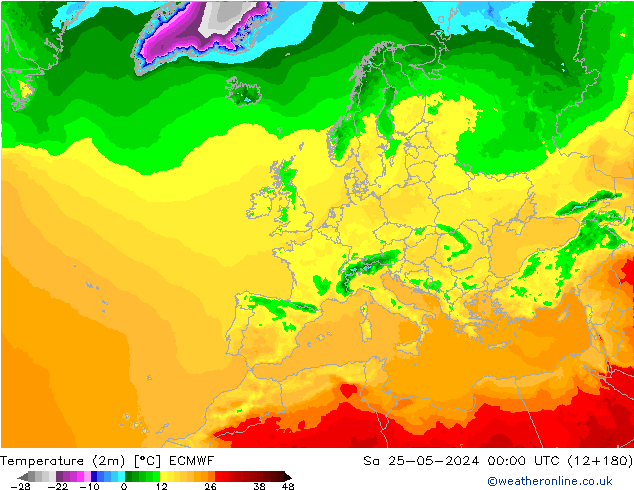 Temperatura (2m) ECMWF sáb 25.05.2024 00 UTC