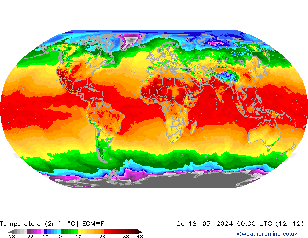 Sıcaklık Haritası (2m) ECMWF Cts 18.05.2024 00 UTC