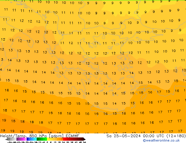 Height/Temp. 850 hPa ECMWF So 25.05.2024 00 UTC