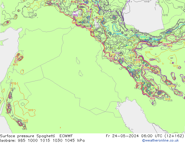 Yer basıncı Spaghetti ECMWF Cu 24.05.2024 06 UTC