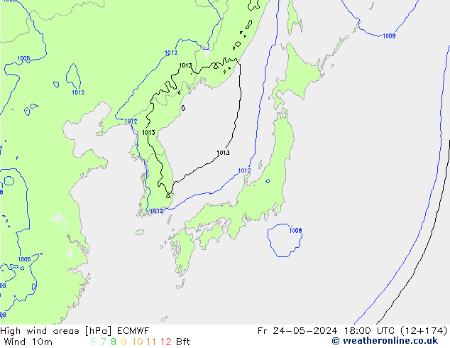 yüksek rüzgarlı alanlar ECMWF Cu 24.05.2024 18 UTC