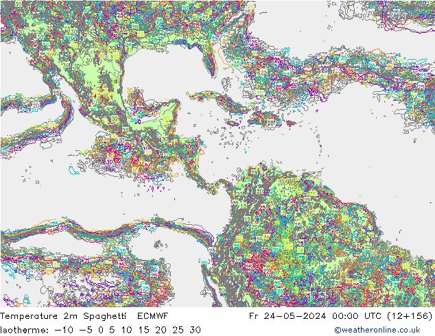 карта температуры Spaghetti ECMWF пт 24.05.2024 00 UTC