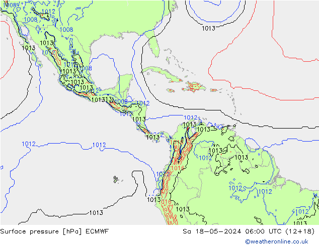 Atmosférický tlak ECMWF So 18.05.2024 06 UTC