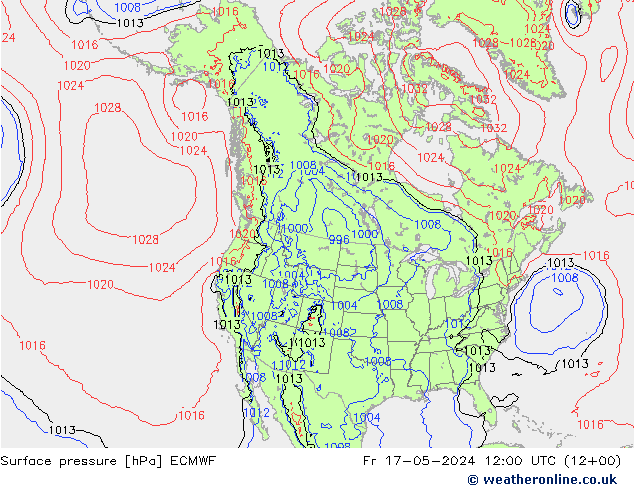 地面气压 ECMWF 星期五 17.05.2024 12 UTC