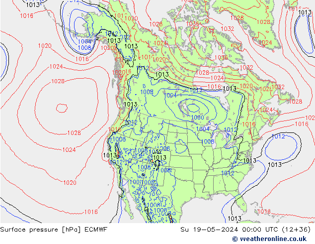 Yer basıncı ECMWF Paz 19.05.2024 00 UTC