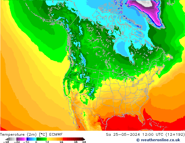 Temperatura (2m) ECMWF sáb 25.05.2024 12 UTC