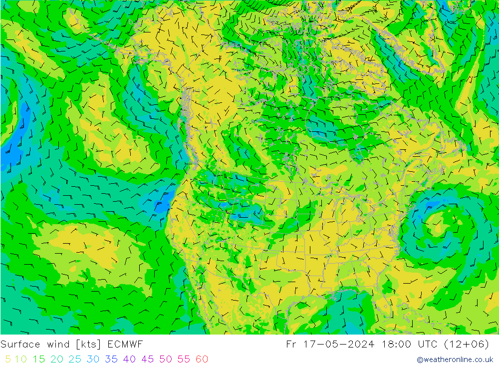 风 10 米 ECMWF 星期五 17.05.2024 18 UTC