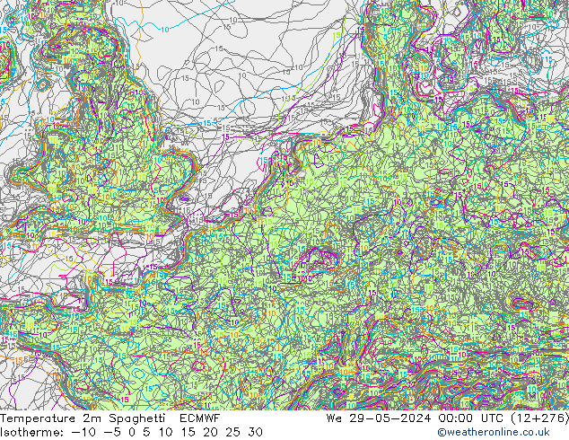 карта температуры Spaghetti ECMWF ср 29.05.2024 00 UTC