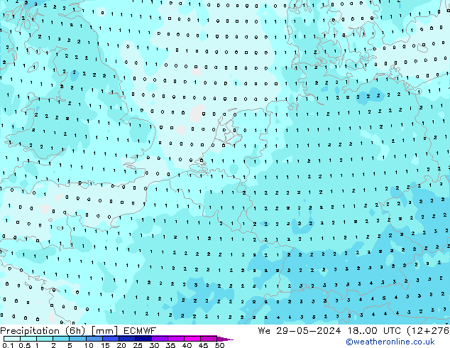 Précipitation (6h) ECMWF mer 29.05.2024 00 UTC