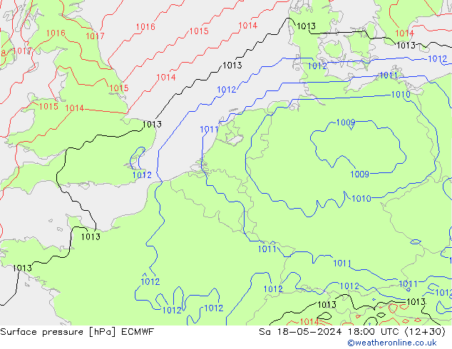 pressão do solo ECMWF Sáb 18.05.2024 18 UTC