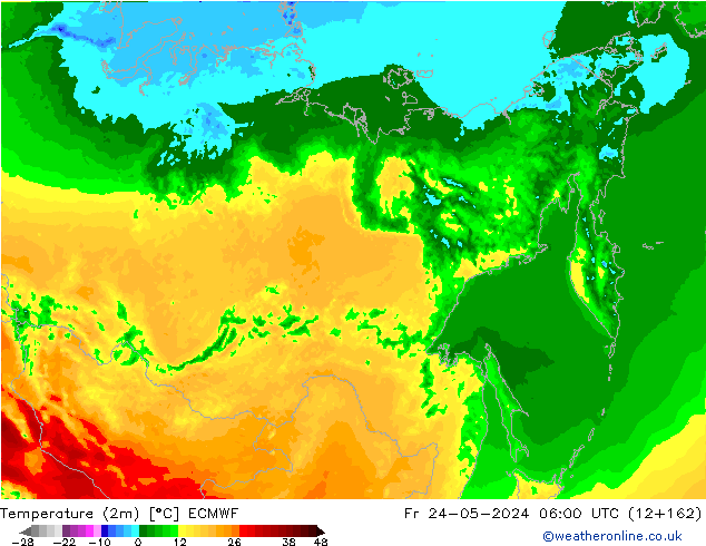 карта температуры ECMWF пт 24.05.2024 06 UTC