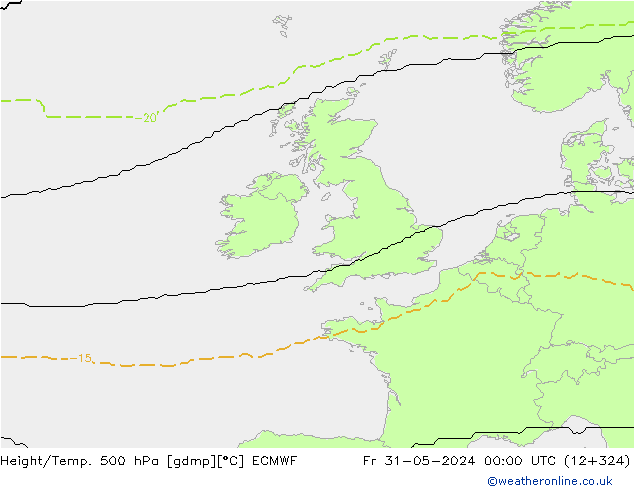 Height/Temp. 500 hPa ECMWF Fr 31.05.2024 00 UTC