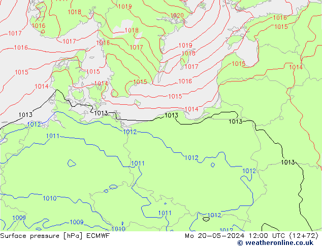 ciśnienie ECMWF pon. 20.05.2024 12 UTC