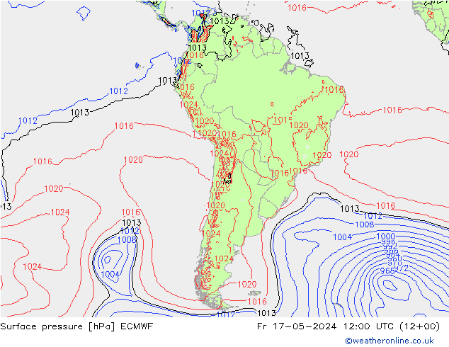 Surface pressure ECMWF Fr 17.05.2024 12 UTC