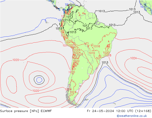 Atmosférický tlak ECMWF Pá 24.05.2024 12 UTC