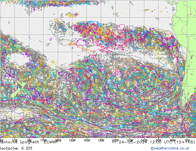 Isotaca Spaghetti ECMWF vie 24.05.2024 12 UTC