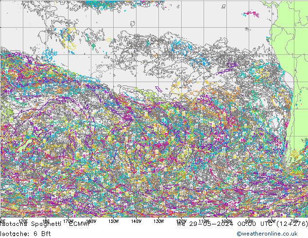 Eşrüzgar Hızları Spaghetti ECMWF Çar 29.05.2024 00 UTC