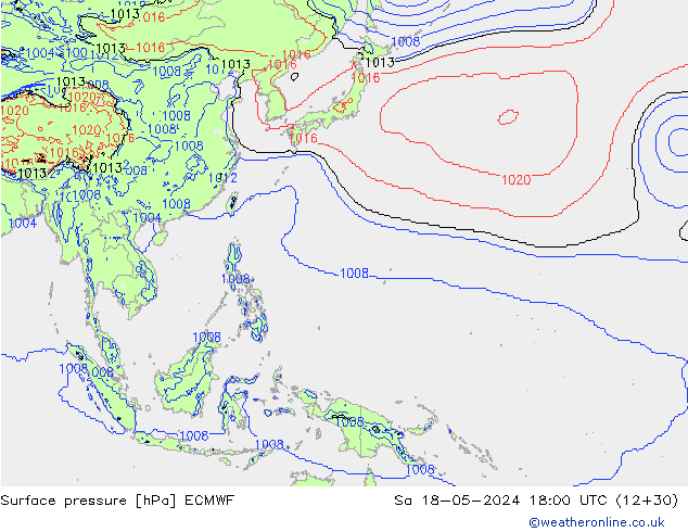 Surface pressure ECMWF Sa 18.05.2024 18 UTC