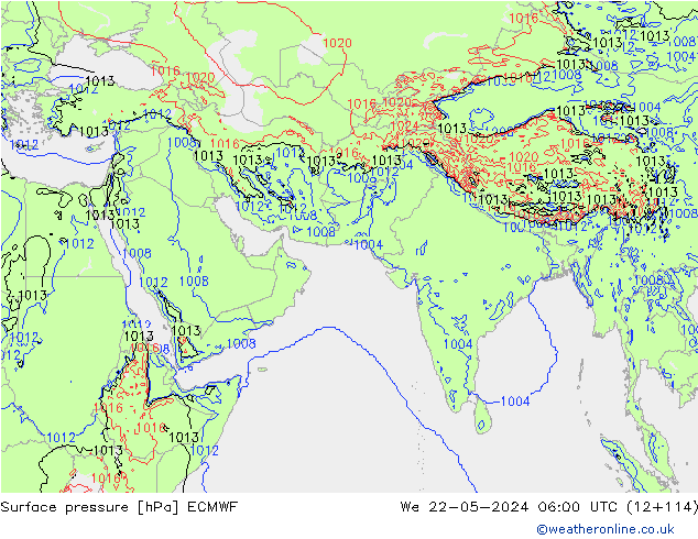 Yer basıncı ECMWF Çar 22.05.2024 06 UTC
