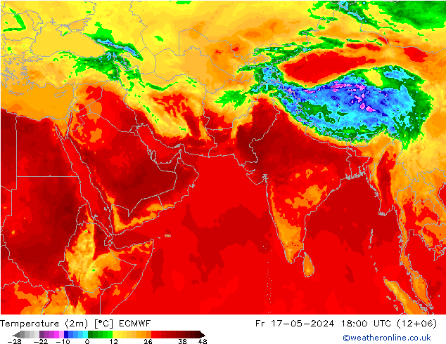 温度图 ECMWF 星期五 17.05.2024 18 UTC