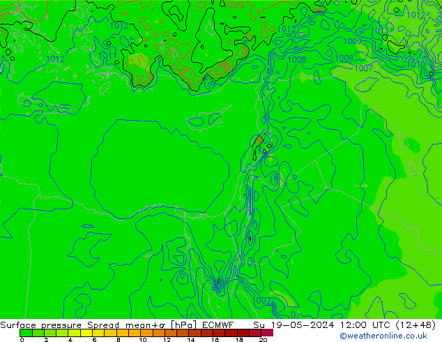 Surface pressure Spread ECMWF Su 19.05.2024 12 UTC