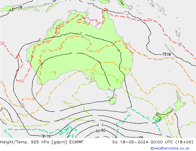 Height/Temp. 925 hPa ECMWF So 18.05.2024 00 UTC