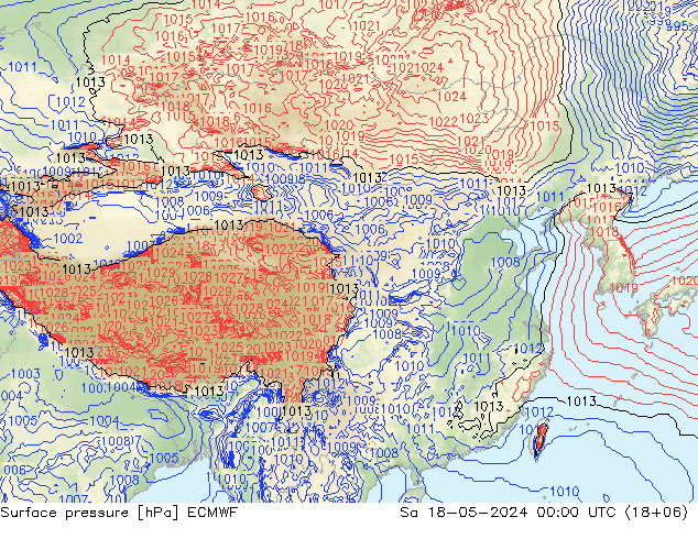 地面气压 ECMWF 星期六 18.05.2024 00 UTC