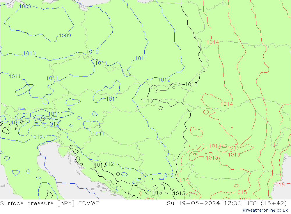 Surface pressure ECMWF Su 19.05.2024 12 UTC